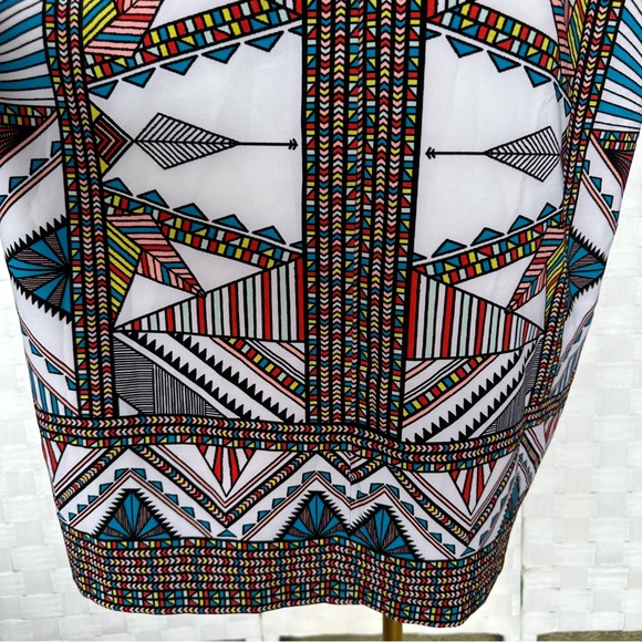 Gibson Latimer Geometric Tribal Caftan Midi Dress Boho Vacation Art to Wear Sz L - Picture 9 of 12